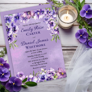 Elegant Violet Floral Wedding Invitation