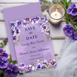Elegant Violet Floral Wedding Save The Date