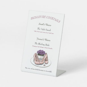 Elegant Violet Flowers Lesbian Wedding Program Car Pedestal Sign