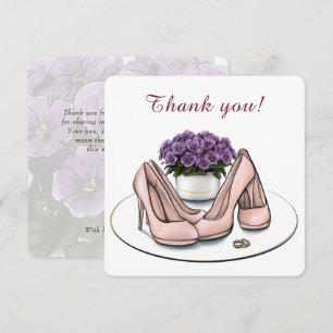 Elegant Violet Flowers Lesbian Wedding Thank You Card