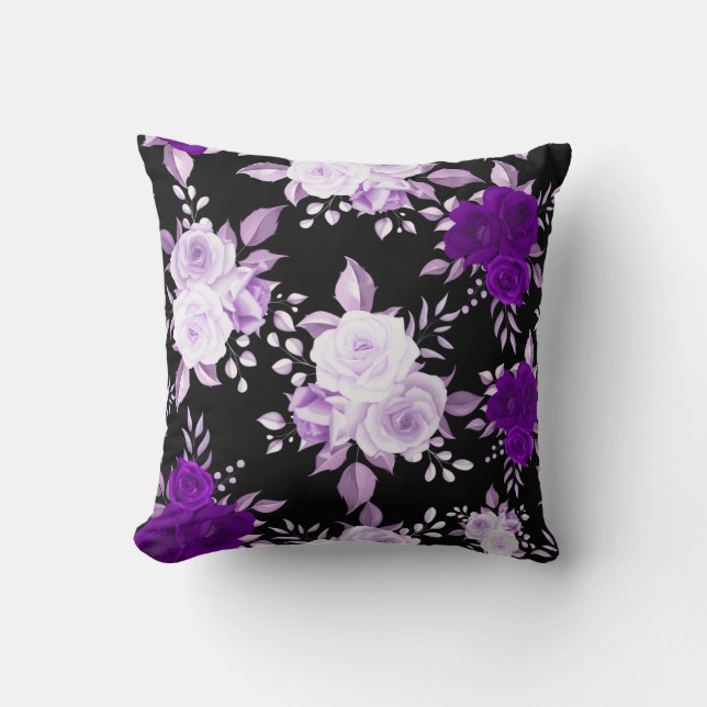 Elegant Violet Flowers Seamless Floral Pattern Cushion (Front)