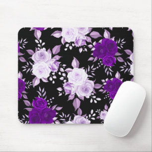 Elegant Violet Flowers Seamless Floral Pattern Mouse Mat