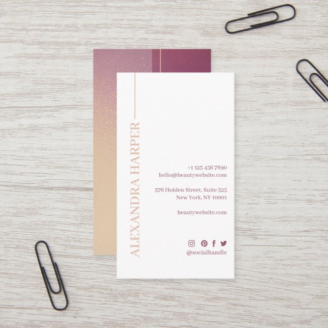 Elegant Violet Glitter & Pink Beauty Makeup By Business Card (Front/Back In Situ)