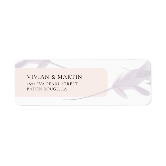 Elegant Violet Lavender & Peach Return Address (Front)