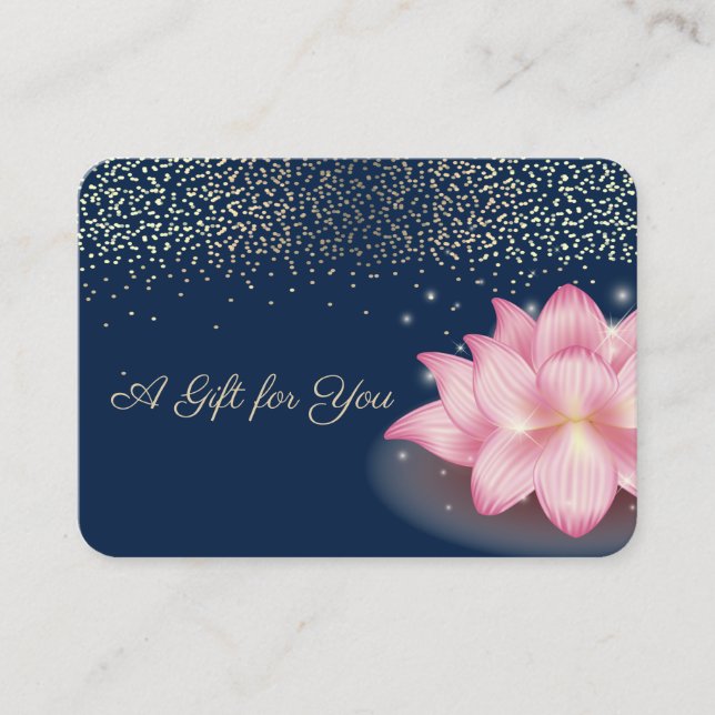 Elegant Violet Lotus,Confetti,Navy Blue Discount Card (Front)