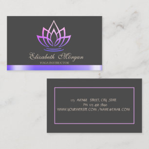 Elegant Violet Lotus, Yoga Instructor  Business Card