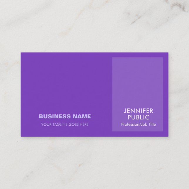 Elegant Violet Modern Professional Creative Chic Business Card (Front)