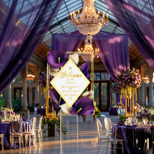 Elegant Violet Purple and Gold Calla Lily  Acrylic Sign