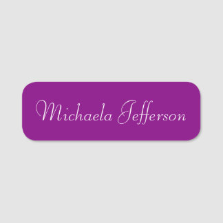 Elegant Violet Purple Chic Calligraphy Name Tag