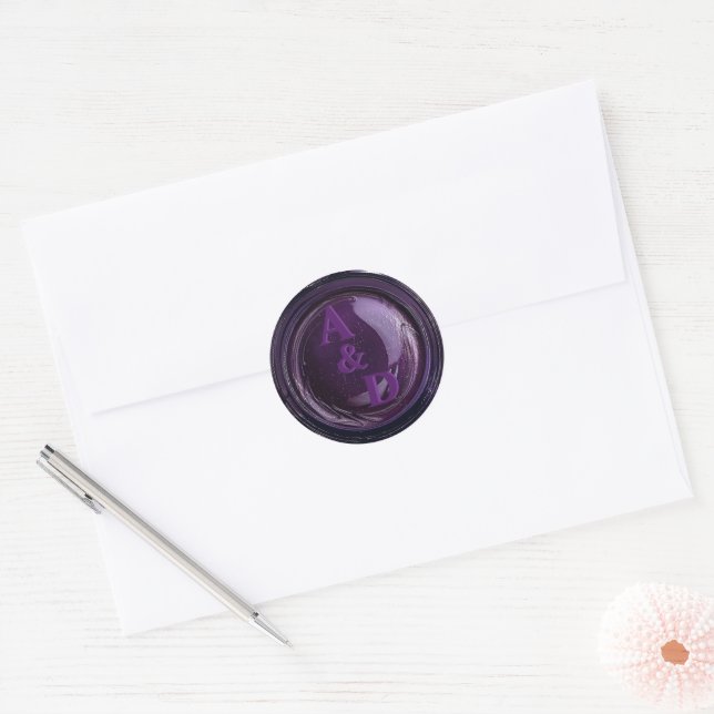 Elegant Violet Purple Monogram Wax Seal Stickers (Envelope)