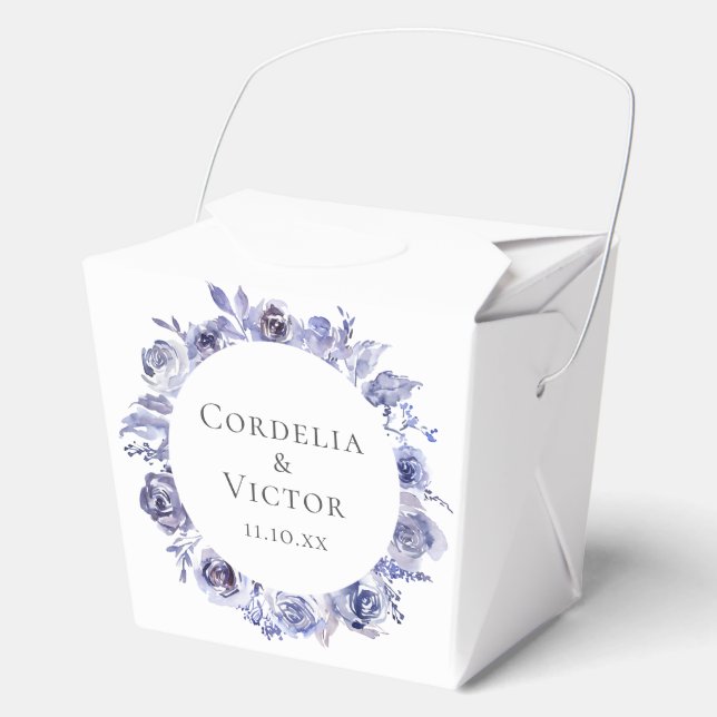 Elegant Violet Purple Roses Floral Winter Wedding Favour Box (Front)