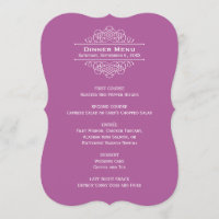 Elegant Violet Purple Wedding Monogram Dinner