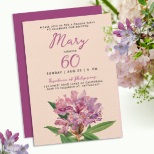 Elegant Violet Rhododendron Wildflower 60th Bday Invitation