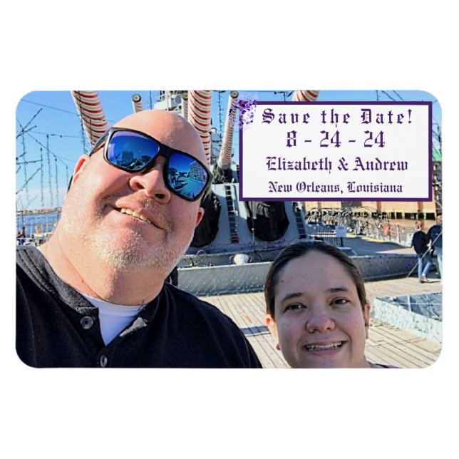 Elegant Violet Save the Date Flexible Photo Magnet (Horizontal)