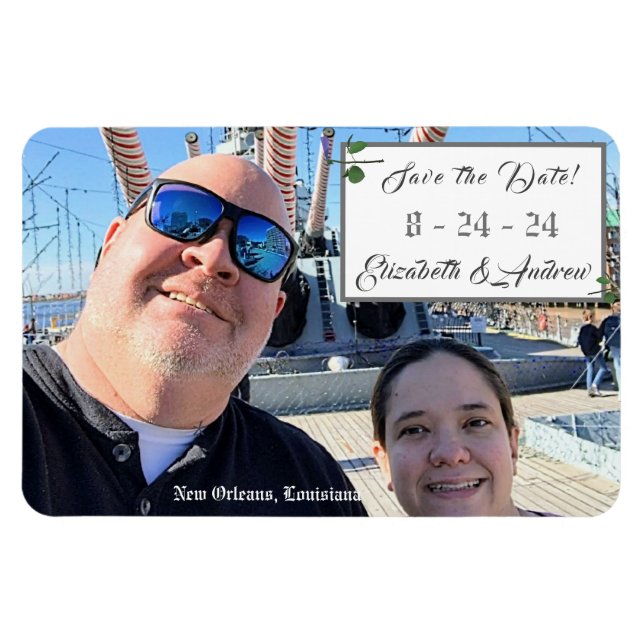 Elegant Violet Save the Date Flexible Photo Magnet (Horizontal)