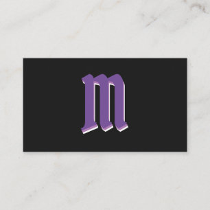 Elegant violet shapes on black monogram 3d effect business card
