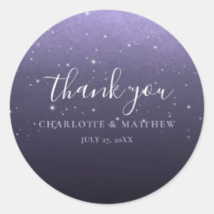 Elegant Violet Thank You Wedding Round Sticker
