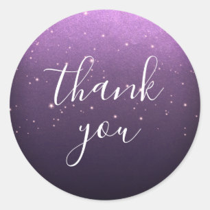 Elegant Violet Thank You Wedding Round Sticker