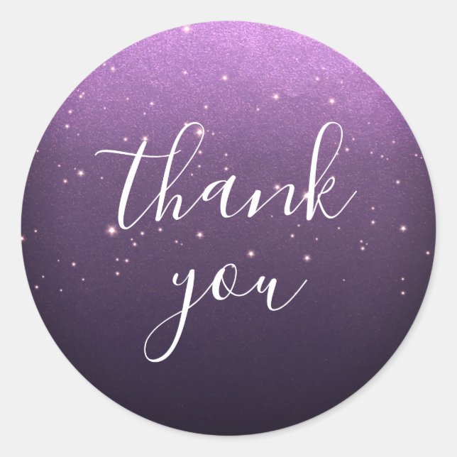 Elegant Violet Thank You Wedding Round Sticker (Front)