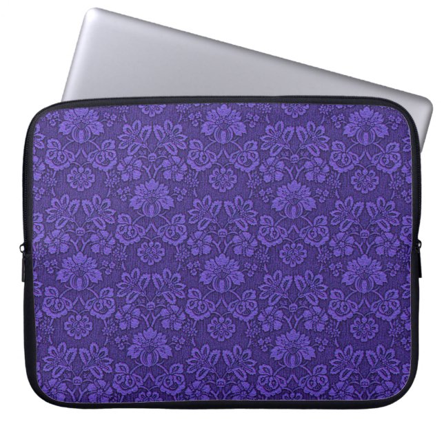 Elegant Violet Vintage Damask Pattern Laptop Sleeve (Front)