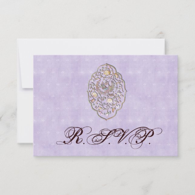 Elegant Violet Vintage Wedding RSVP (Front)