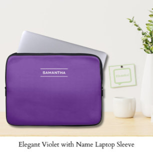 Elegant Violet with Name Laptop Sleeve