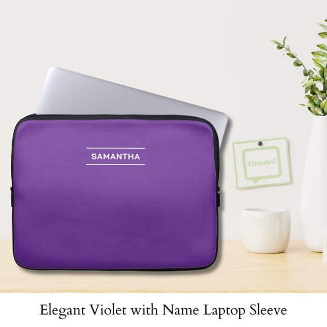 Elegant Violet with Name Laptop Sleeve (Creator Uploaded)