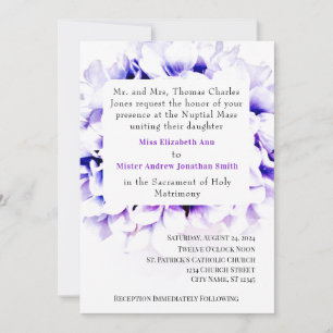 Elegant Violets Catholic Wedding Invitation