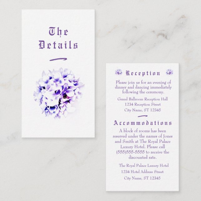 Elegant Violets Enclosure Card (Front/Back)