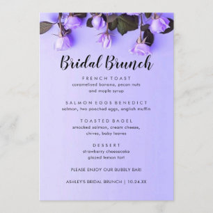Elegant Violets Purple Floral Bridal Brunch Menu