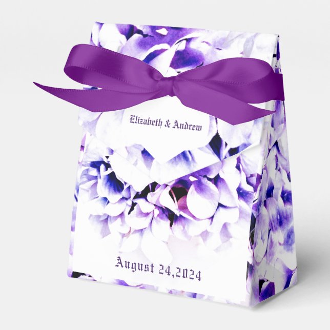 Elegant Violets Wedding Favour Box (Front Side)