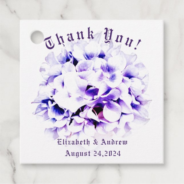 Elegant Violets Wedding Favour Tags (Front)