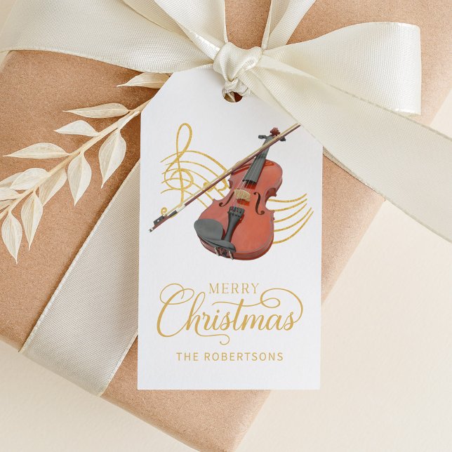 Elegant Violin Christmas Music Gift Tags (Creator Uploaded)