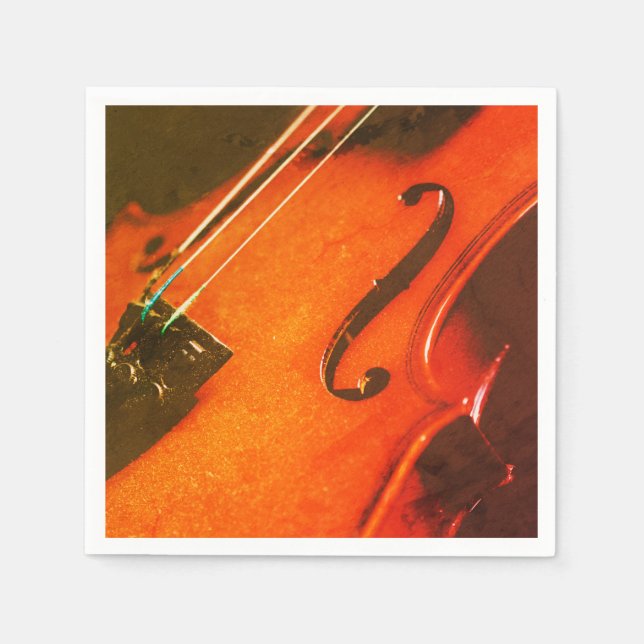 Elegant Violin Instrument Music Paper Napkin (Front)