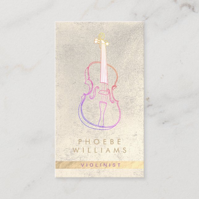 elegant violin music teacher business card (Front)