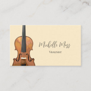 Elegant Violin Music Teacher Violinist Cream Business Card