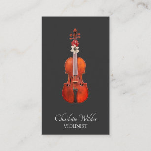 Elegant Violinist Black Business Card