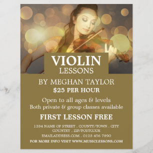 Elegant Violinist, Violin Lessons Advertising Flyer