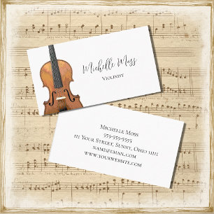 Elegant Violinist Violin Music Teacher Business Card