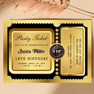 Elegant VIP Gold Event Party Ticket Invitation