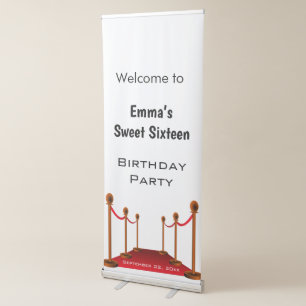 Elegant VIP Pass Welcome Red Carpet Sweet 16th   Retractable Banner