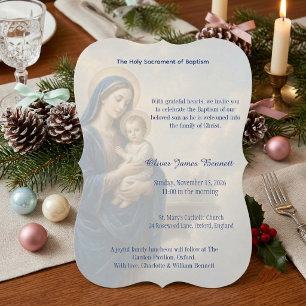 Elegant Virgin Mary Baby Jesus Baptism Christening Invitation