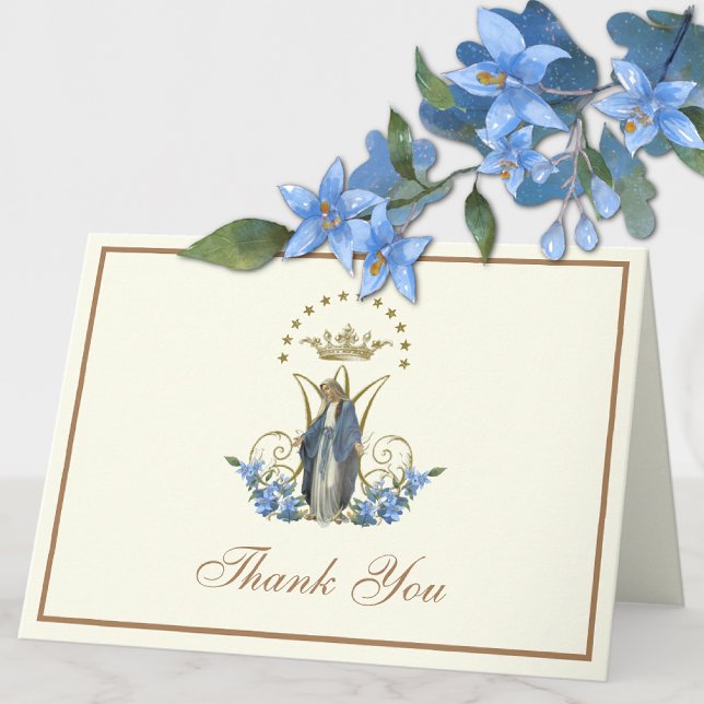 Elegant Virgin Mary Religious Catholic Floral Holi Holiday Card (Creator Uploaded)