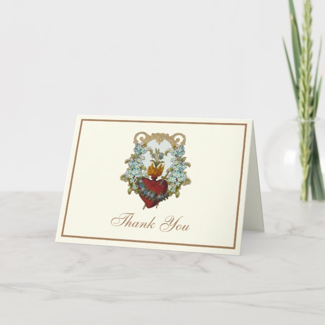 Elegant Virgin Mary Religious Catholic Floral  Holiday Card (Front)