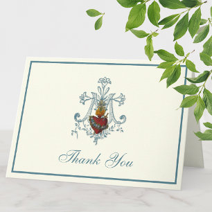 Elegant Virgin Mary Religious Catholic Floral Holiday Card