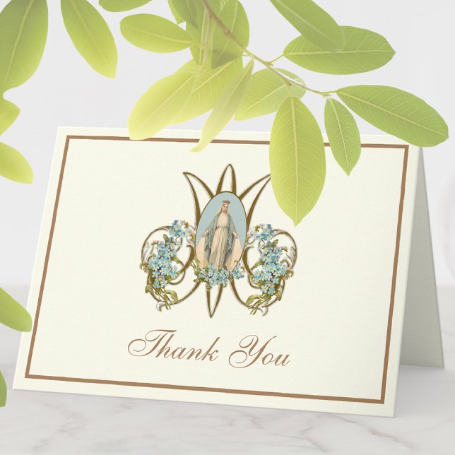 Elegant Virgin Mary Religious Catholic Floral Holiday Card (Creator Uploaded)