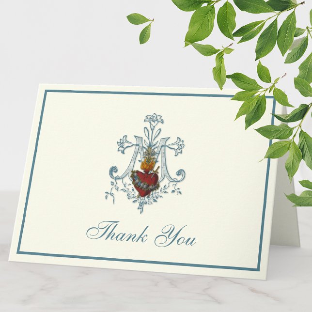 Elegant Virgin Mary Religious Catholic Floral Holiday Card (Creator Uploaded)