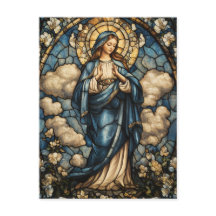 Elegant Virgin Mary Stained Glass Art