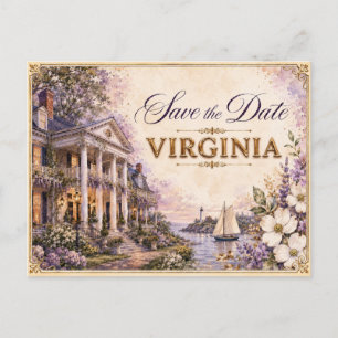 Elegant Virginia Save the Date Wedding Invitation Postcard