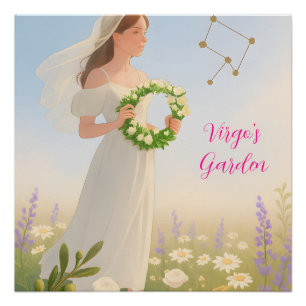 Elegant Virgo Star Sign Astrology Glossy Wall Art 